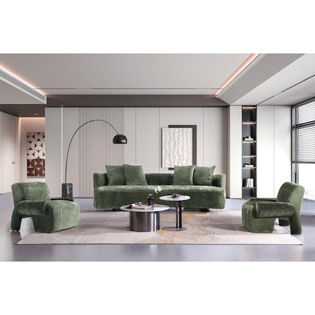 Manhattan Comfort 3-Piece Verandah  112 in. XL Sofa, and 2 Accent Chairs in Olive Green 3-SFAC1669-OG